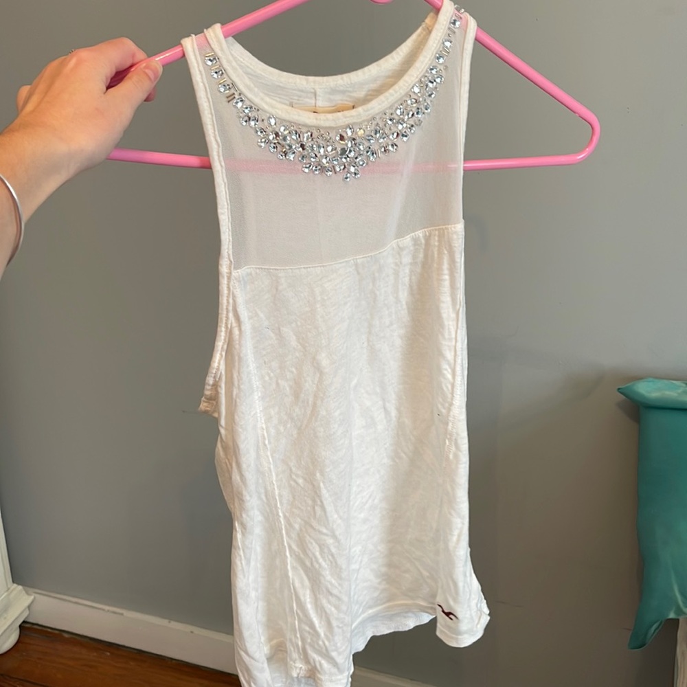white jeweled tank top